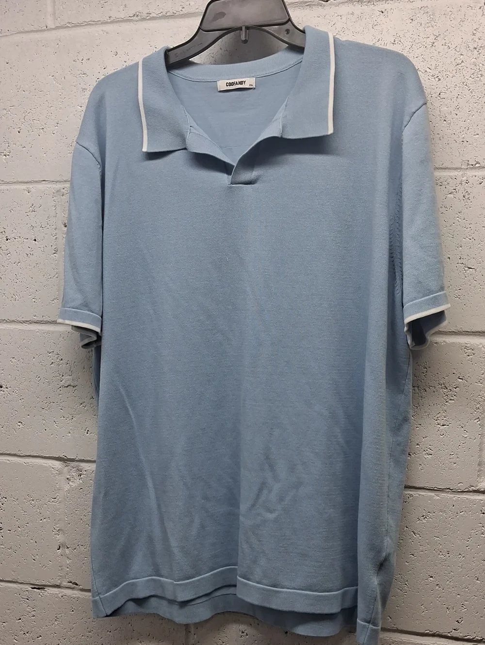 NWOT Mens Coofandy Light Blue Collared Shirt 2XL